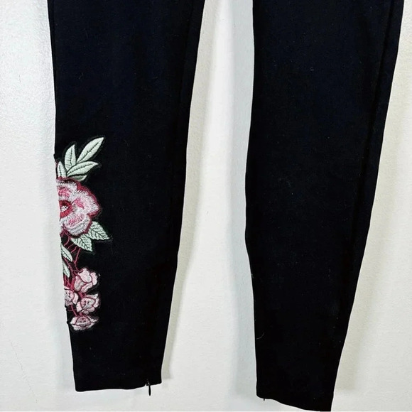 Zara Stretch Embroidered Black High Waist Legging - Picture 4 of 12